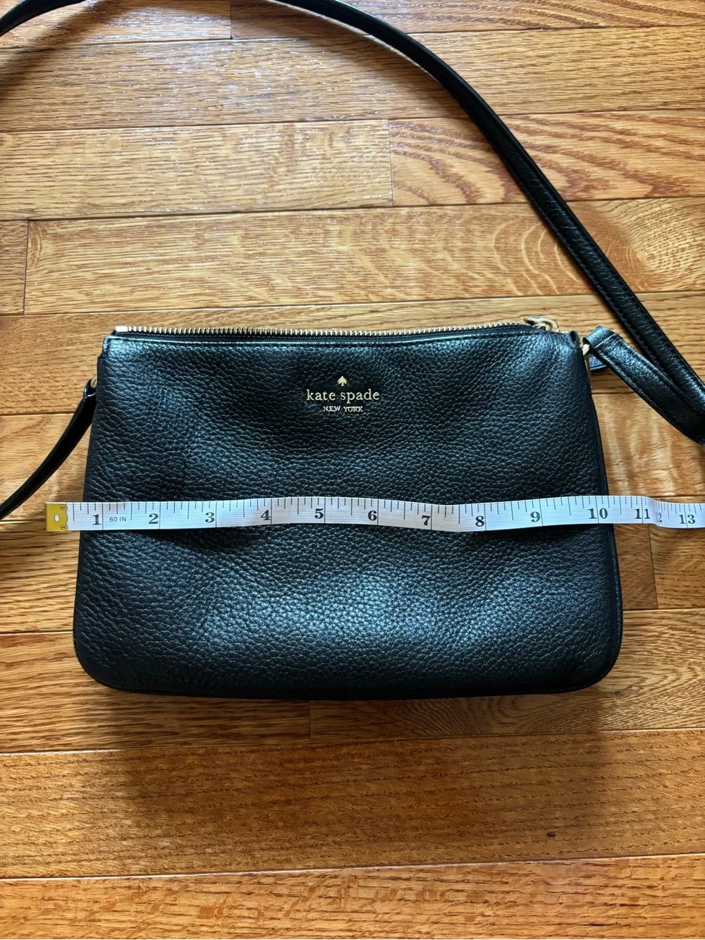 kate spade Black Leather Crossbody Pouch with Gold Hardware